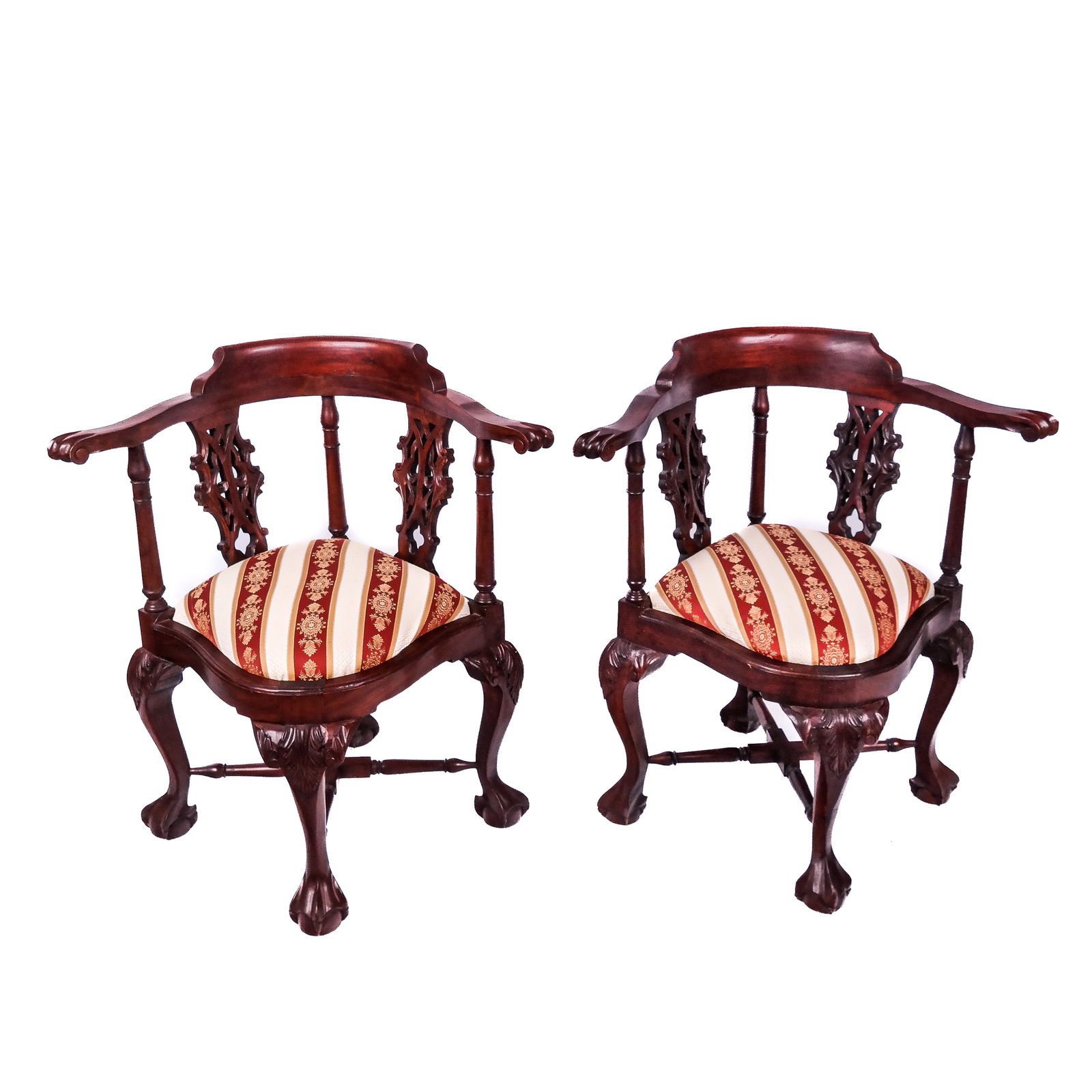 Pair of Georgian-Style Mahogany Corner Chairs (1 of 9)