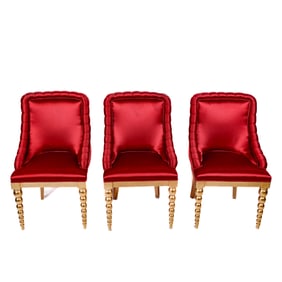 Three Italian Gilt Vanity Chairs by Zanaboni
