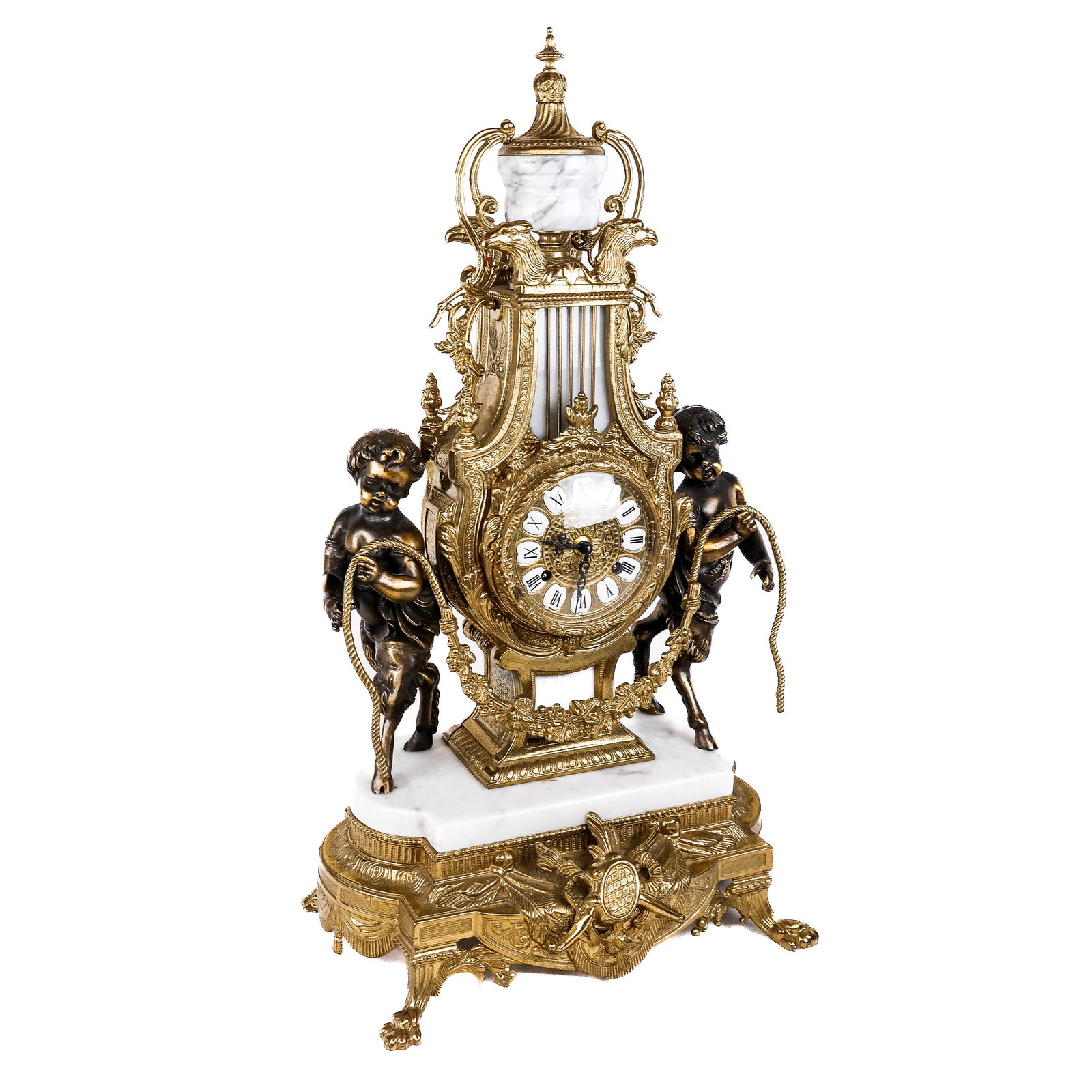French Lyre Form Clock Garniture (3pc) (1 of 9)