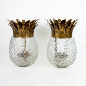 Pair of Whimsical Pineapple-Form Votive Holders