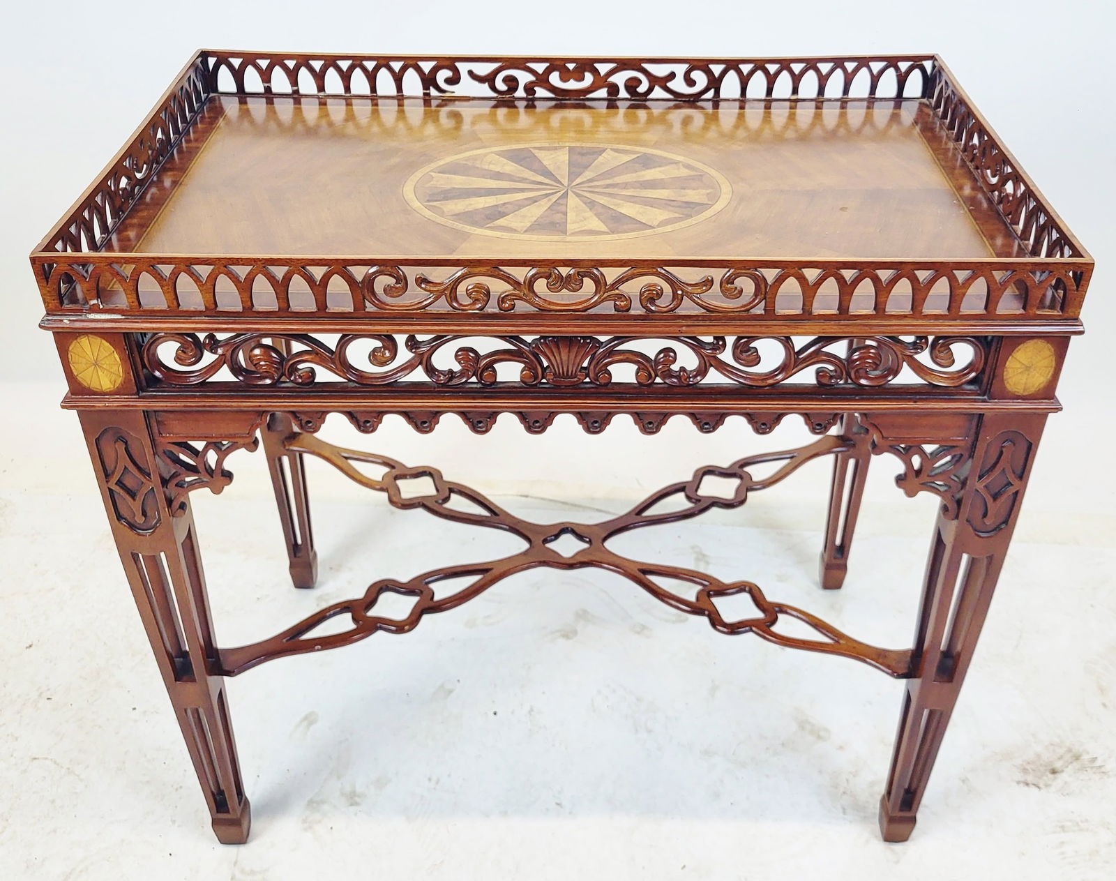 Vintage Maitland Smith Mahogany Tea Table (1 of 19)
