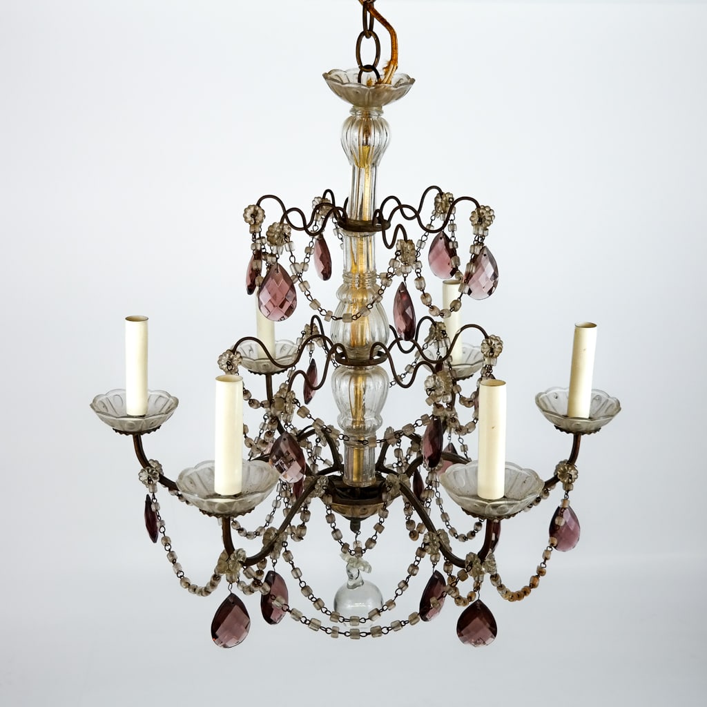 Antique Crystal and Bronze Petite Chandelier (1 of 7)
