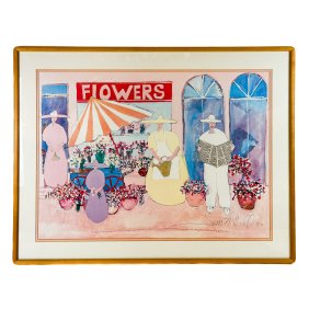 Jim N. HILL: Floral Market Scene, Print
