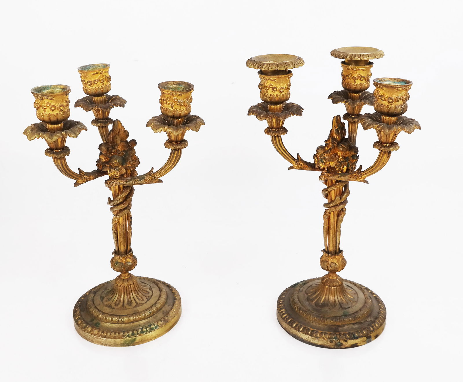 Pair of Louis XVI-Style Gilt Bronze Candlesticks (1 of 9)