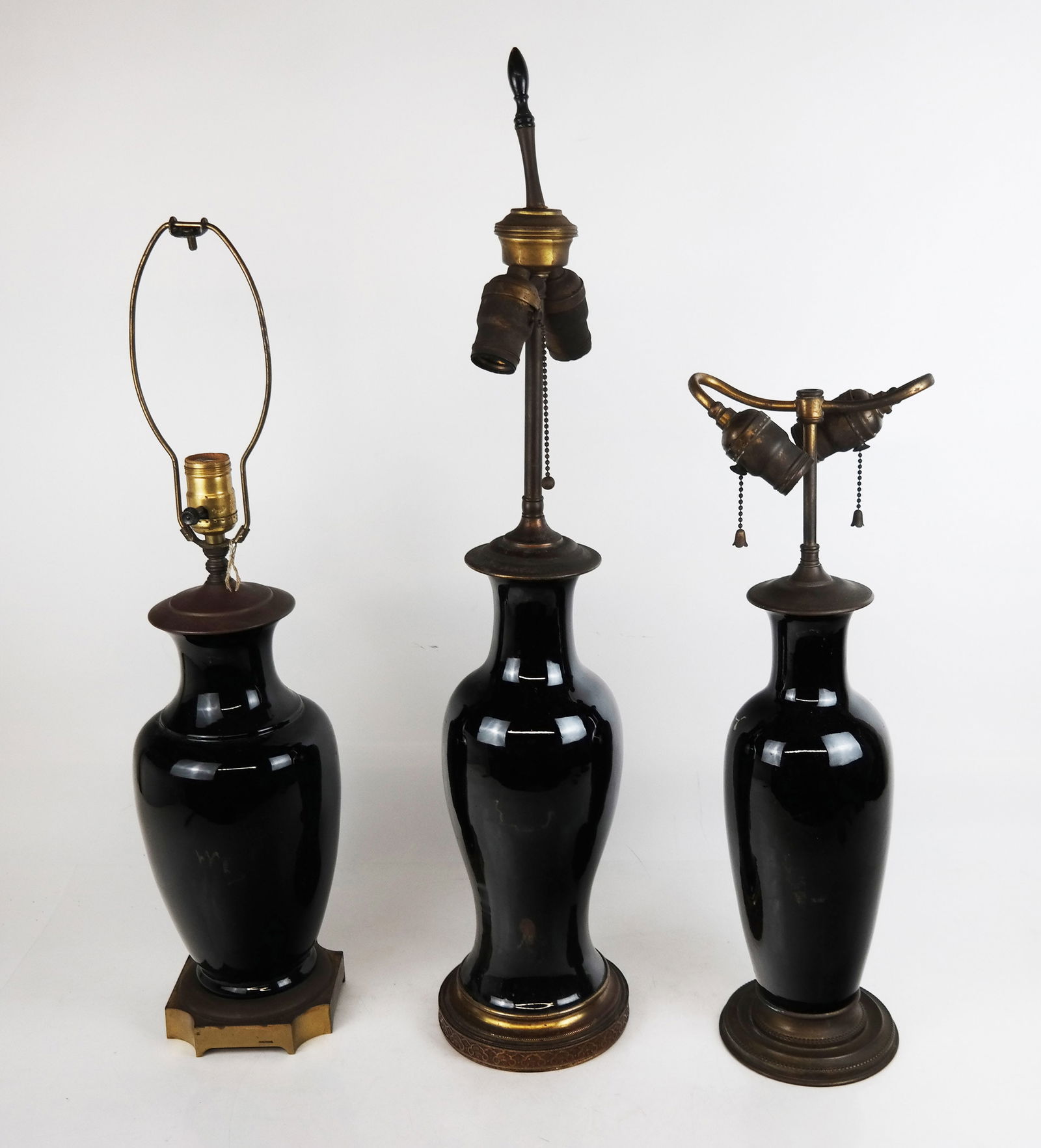Three Chinese Black Glazed Lamp (1 of 11)