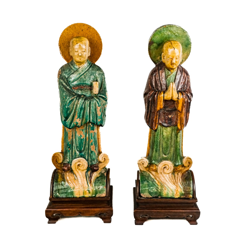 Two Chinese Sancai Glazed Ceramic Roof Tiles (1 of 14)