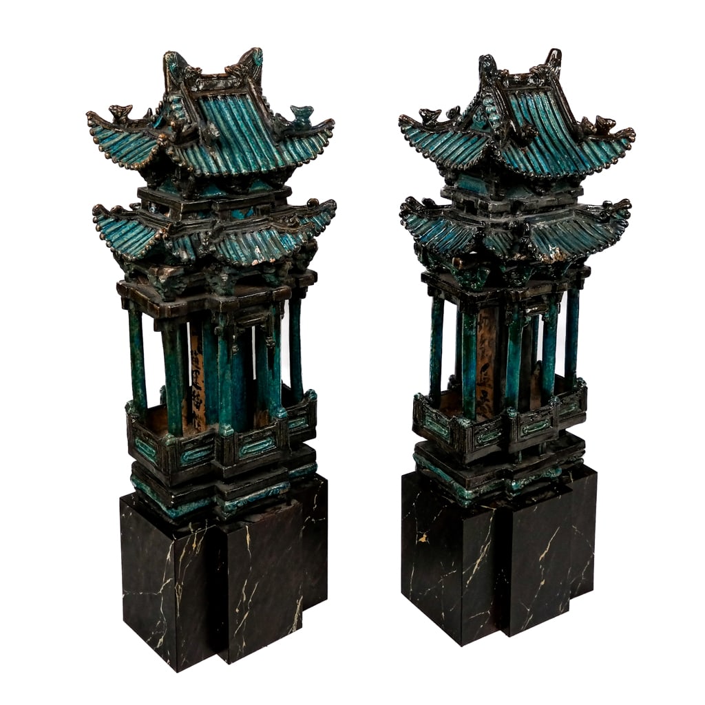 Large Pair of Chinese Glazed Ceramic Temple Models (1 of 16)