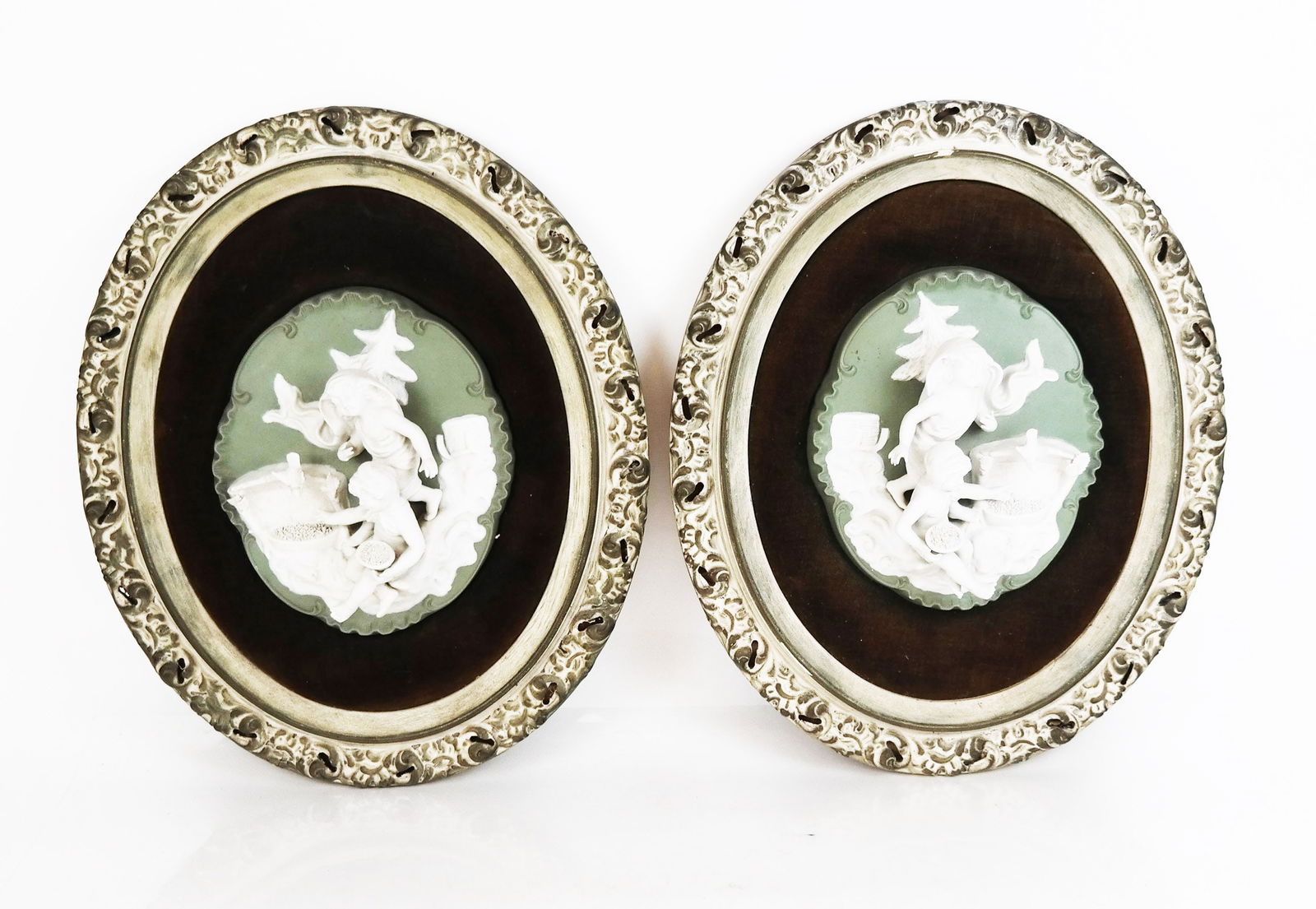 Pair of Continental Bisque Porcelain Relief Plaque (1 of 12)