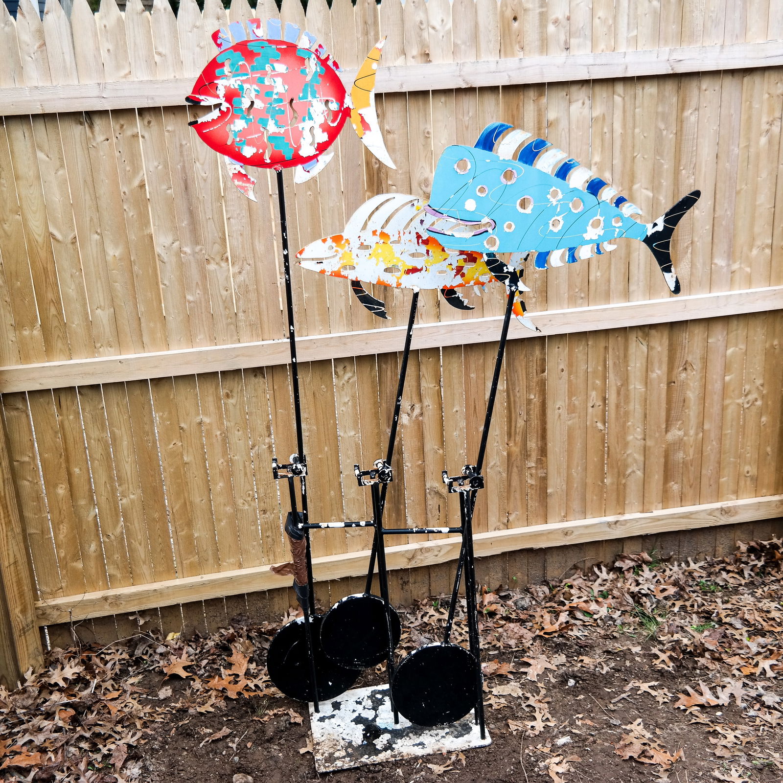 Frederick PRESCOTT  Painted & Ebonized Wind Sculpture of Fish (1 of 7)