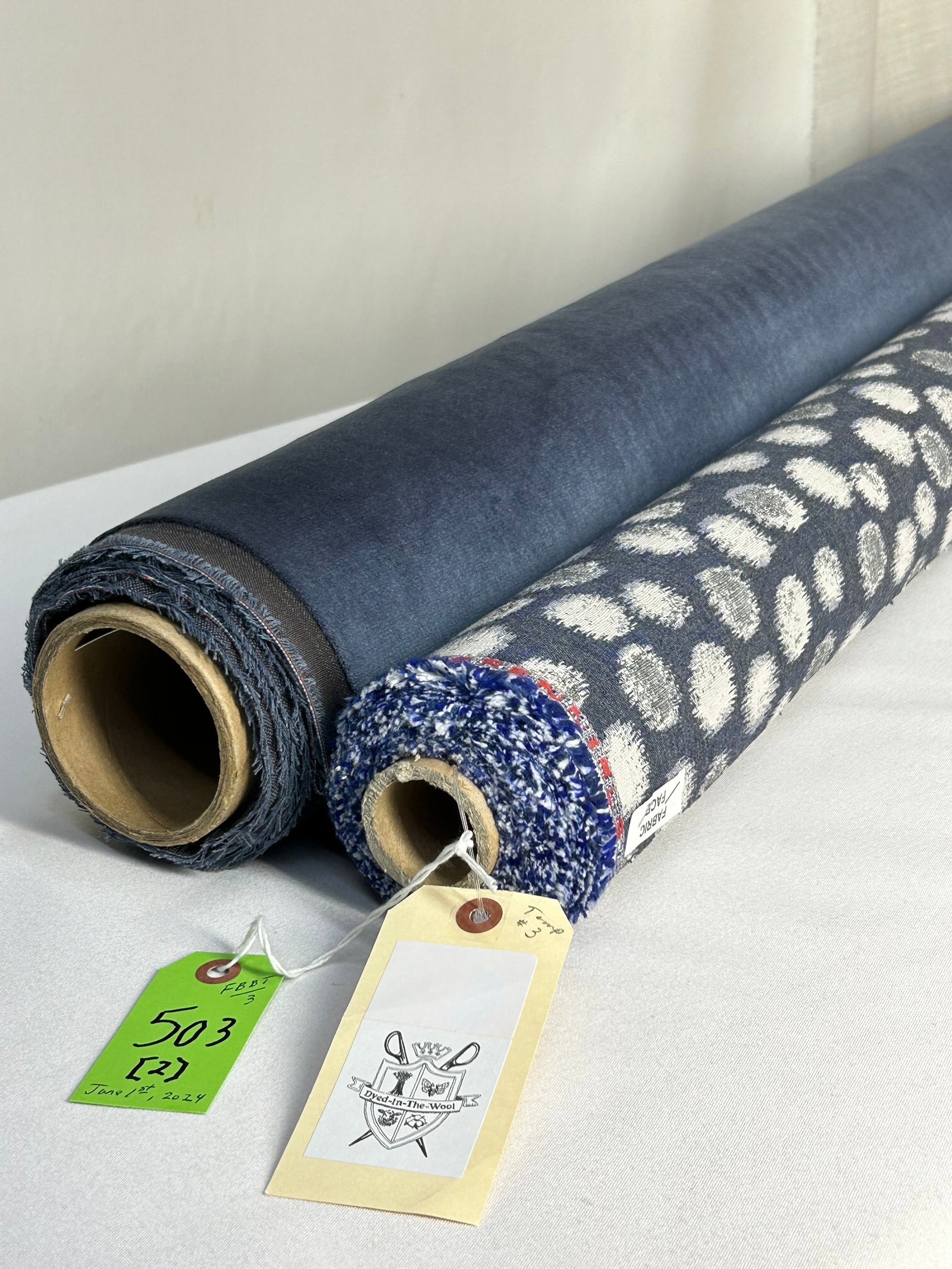 Perennial's In/Out Jacquard & Velvet Fabrics: 1) 4 1/2 yards of Perennial's "Bebop" ivory on navy reversible upholstery in "Nightshade", 55 1/4" width. The seamable width is 54". The solution-dyed acrylic with a Nano Seal Finish makes for easy ca