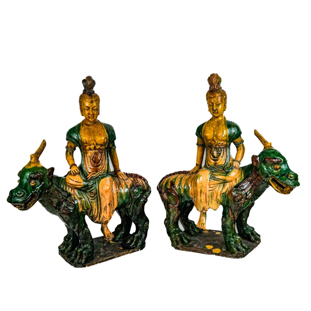 Pair of Chinese Glazed Ceramic Horse and Riders (1 of 13)