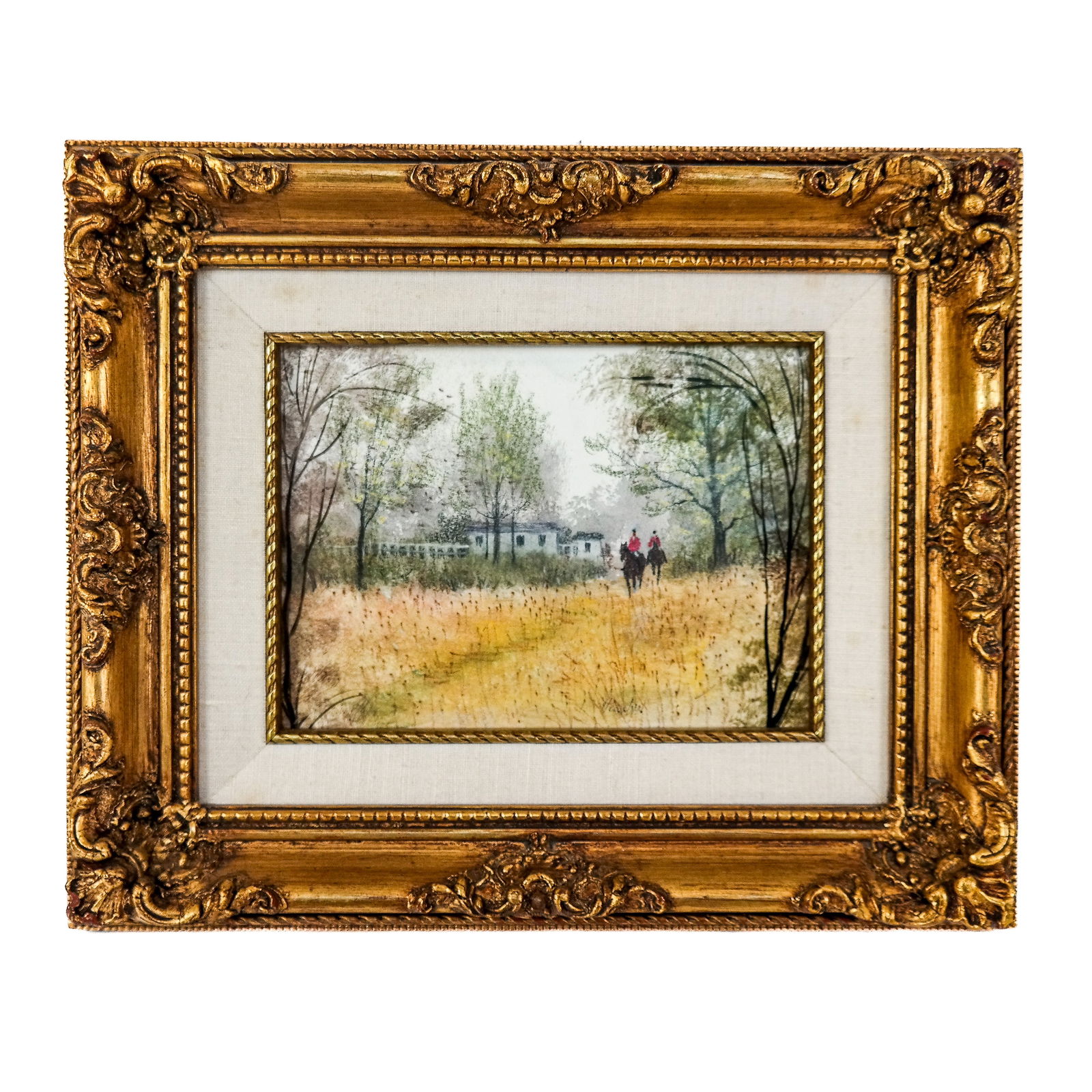 Oil Painting of Horses & Riders in Landscape (1 of 7)