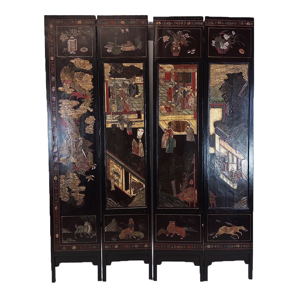 Chinese 12-Panel Coromandel-Style Floor Screen (1 of 10)
