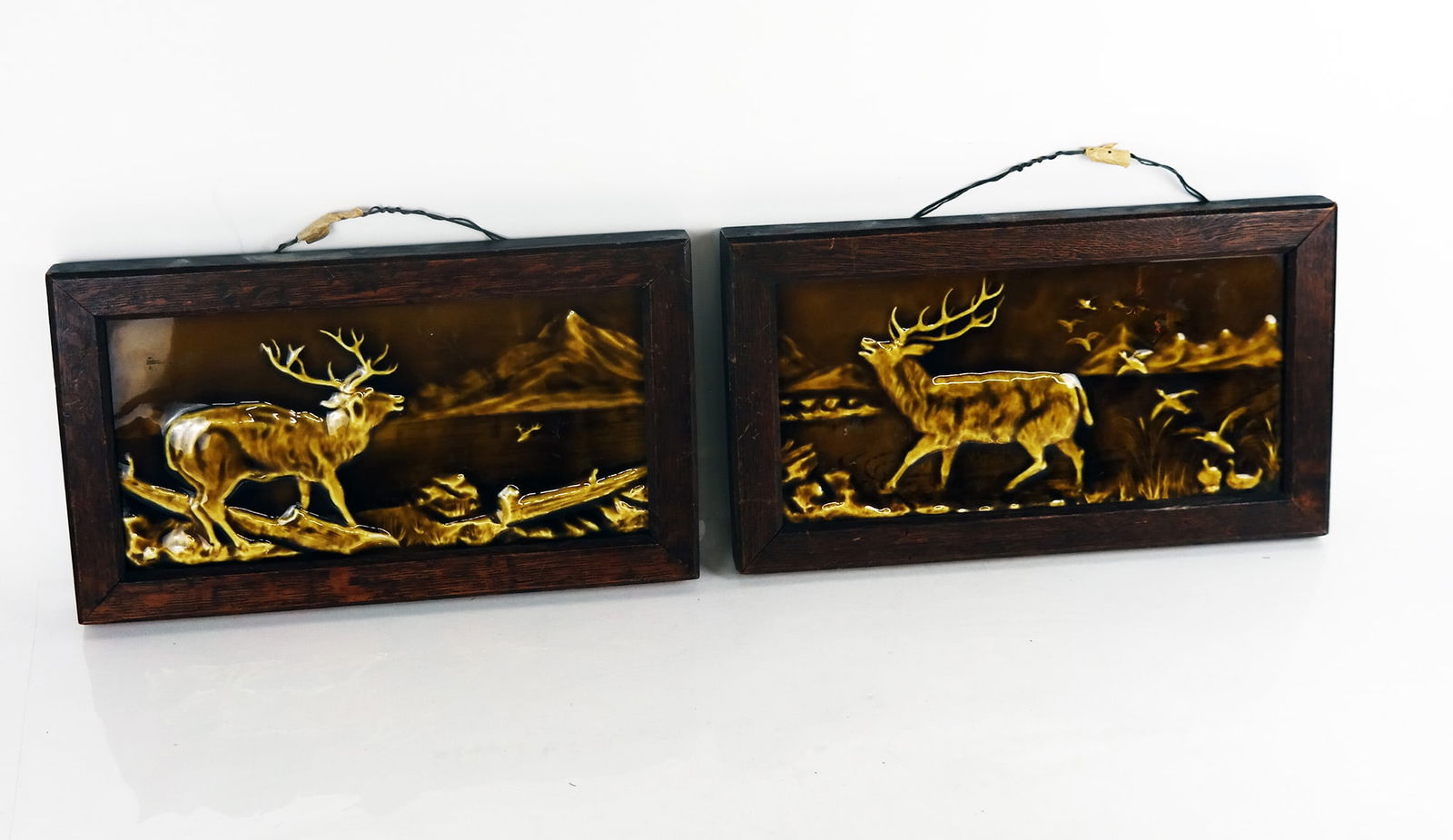 Pair of German Porcelain Framed Tiles (1 of 10)