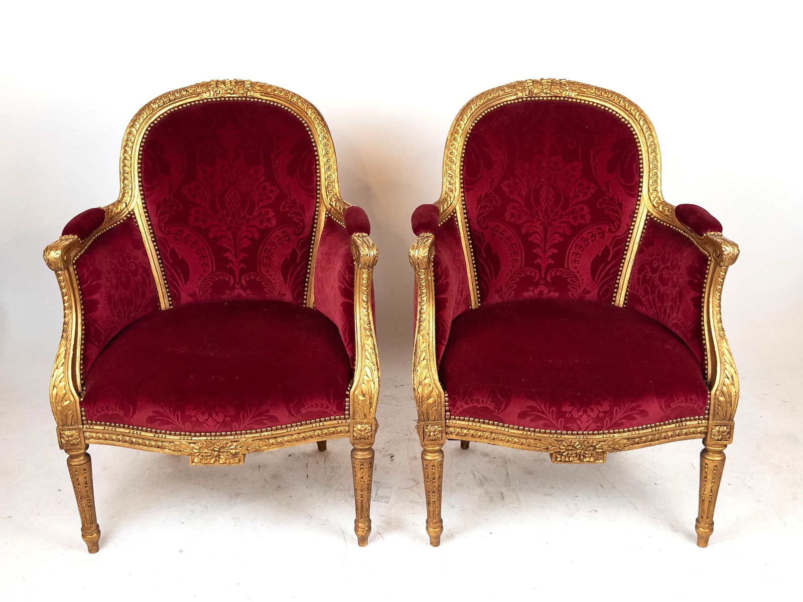 Pair of Louis XVI-Style Giltwood Bergeres (1 of 8)