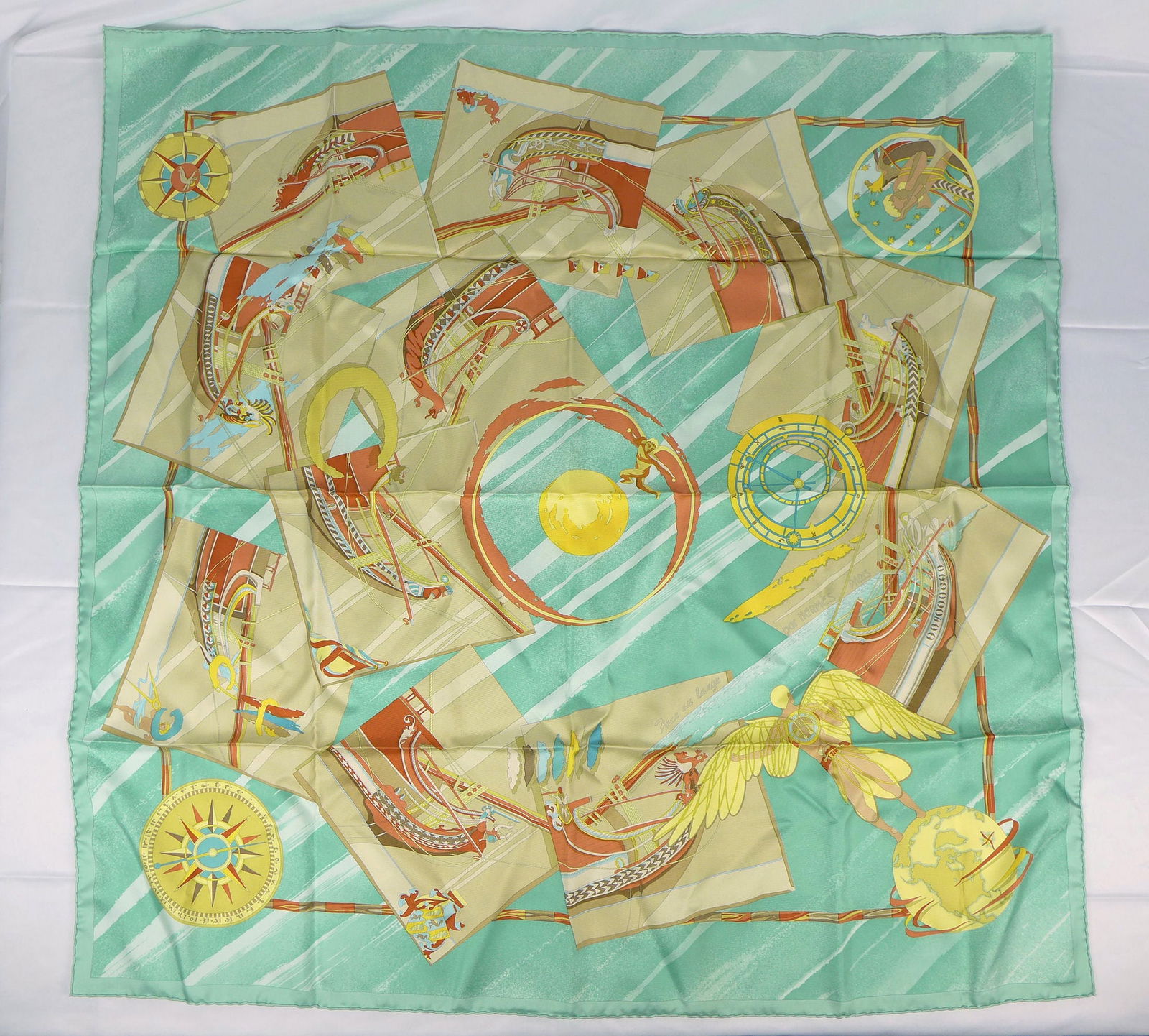 Vintage Hermes Paris Silk Scarf "Face au Large" with box (1 of 8)