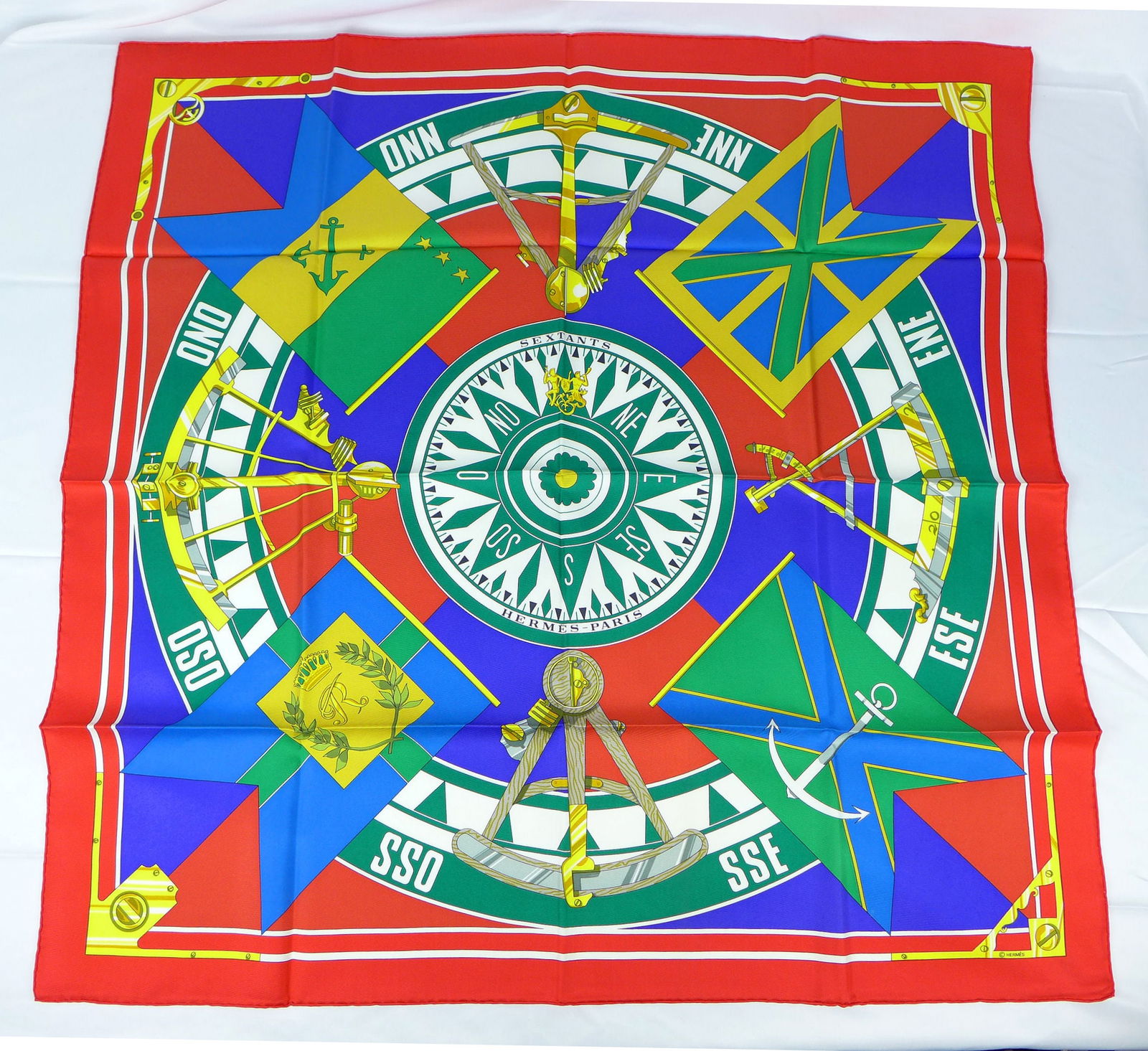 Vintage Hermes Paris Silk Scarf "Sextants" with box (1 of 7)
