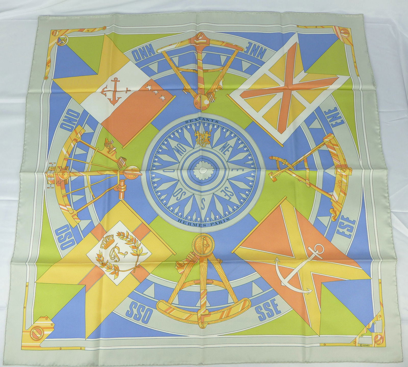 Vintage Hermes Paris Silk Scarf "Sextants" with box (1 of 9)