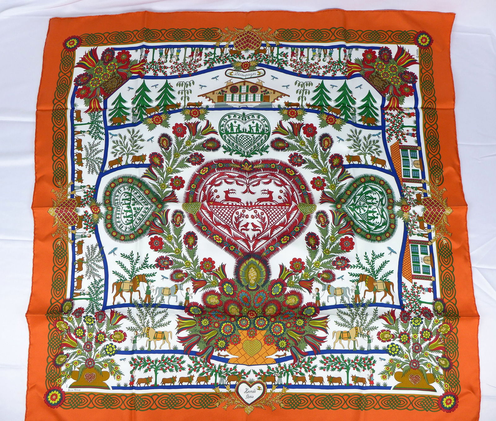 Vintage Hermes Paris Silk Scarf "Decoupages" with box (1 of 9)