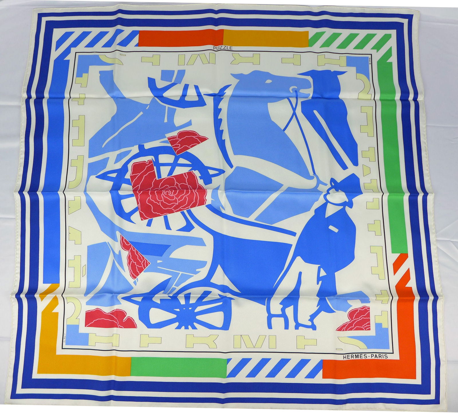 Vintage Hermes Paris Silk Scarf "Puzzle" with box (1 of 9)
