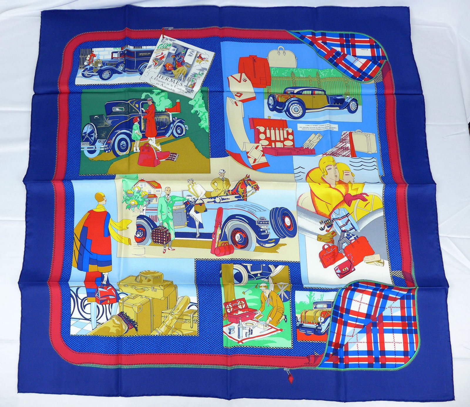 Vintage Hermes Paris Silk Scarf "L'Elegance et le Confort en Automobile" with box (1 of 8)