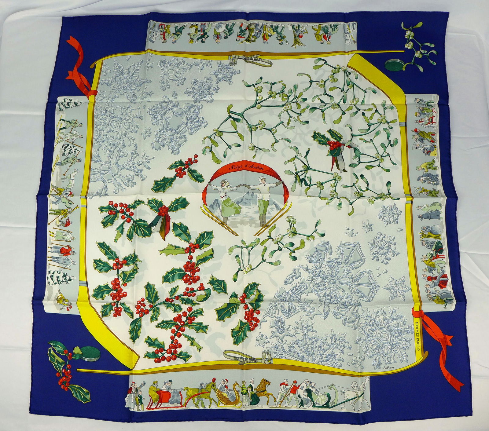 Vintage Hermes Paris Silk Scarf "Neige d'Antan" with box (1 of 12)