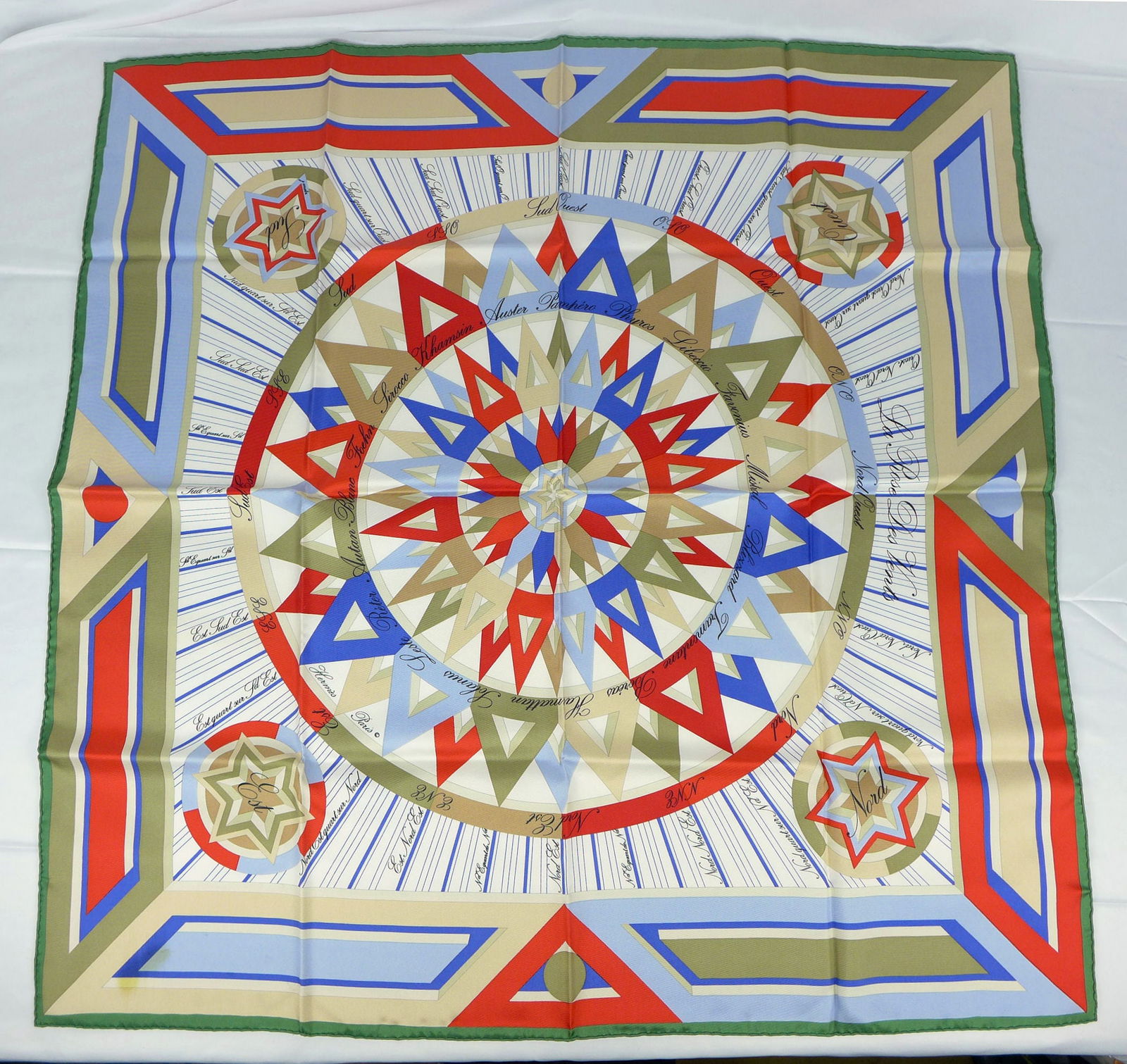 Vintage Hermes Paris Silk Scarf "La rose des Vents" with box (1 of 11)