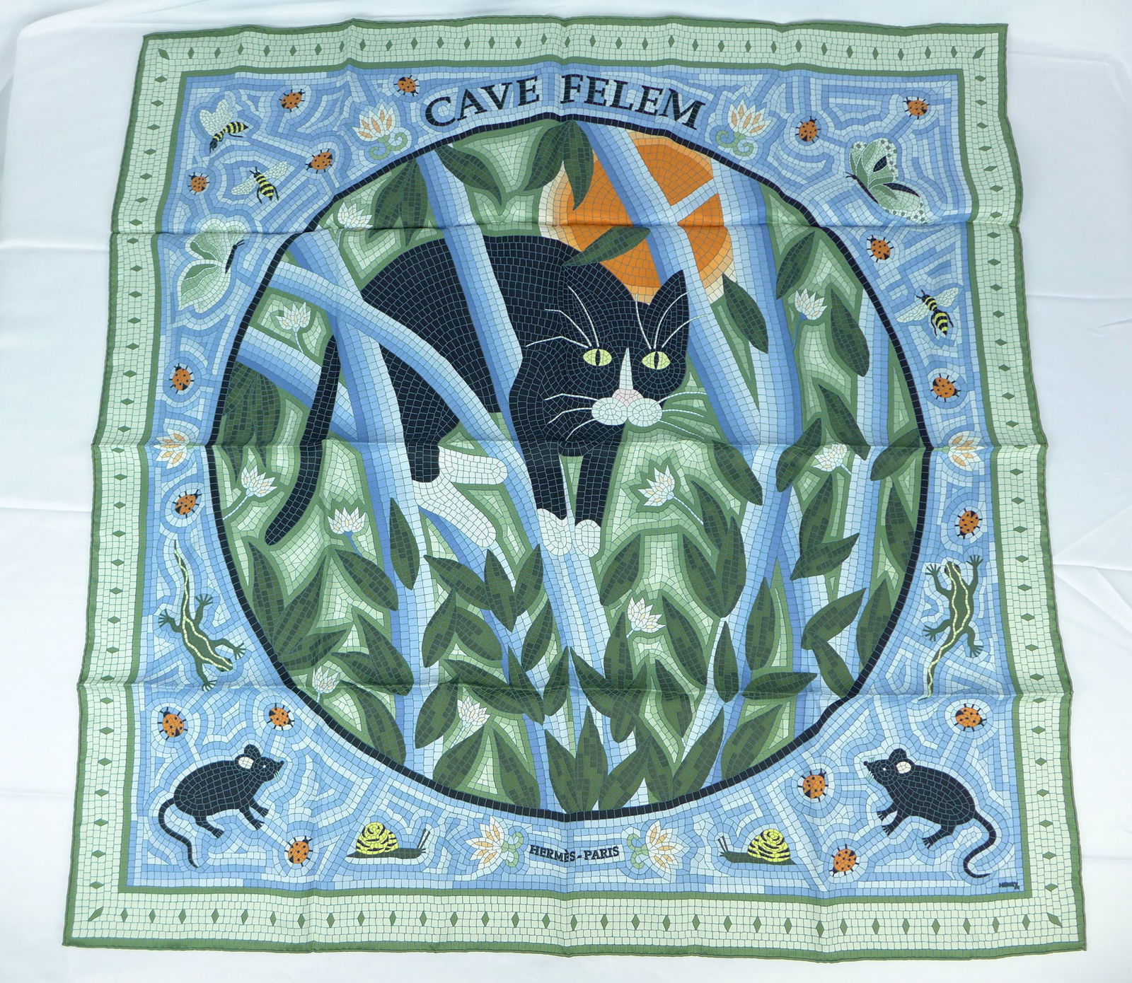 Vintage Hermes Paris Silk Scarf "Cave Felem" with box (1 of 10)