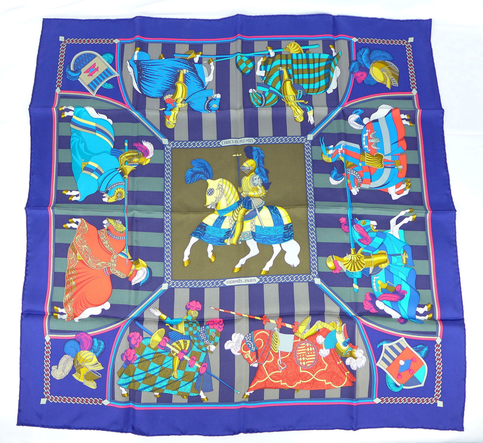 Vintage Hermes Paris Silk Scarf "Chocs en Plumes" with box (1 of 11)