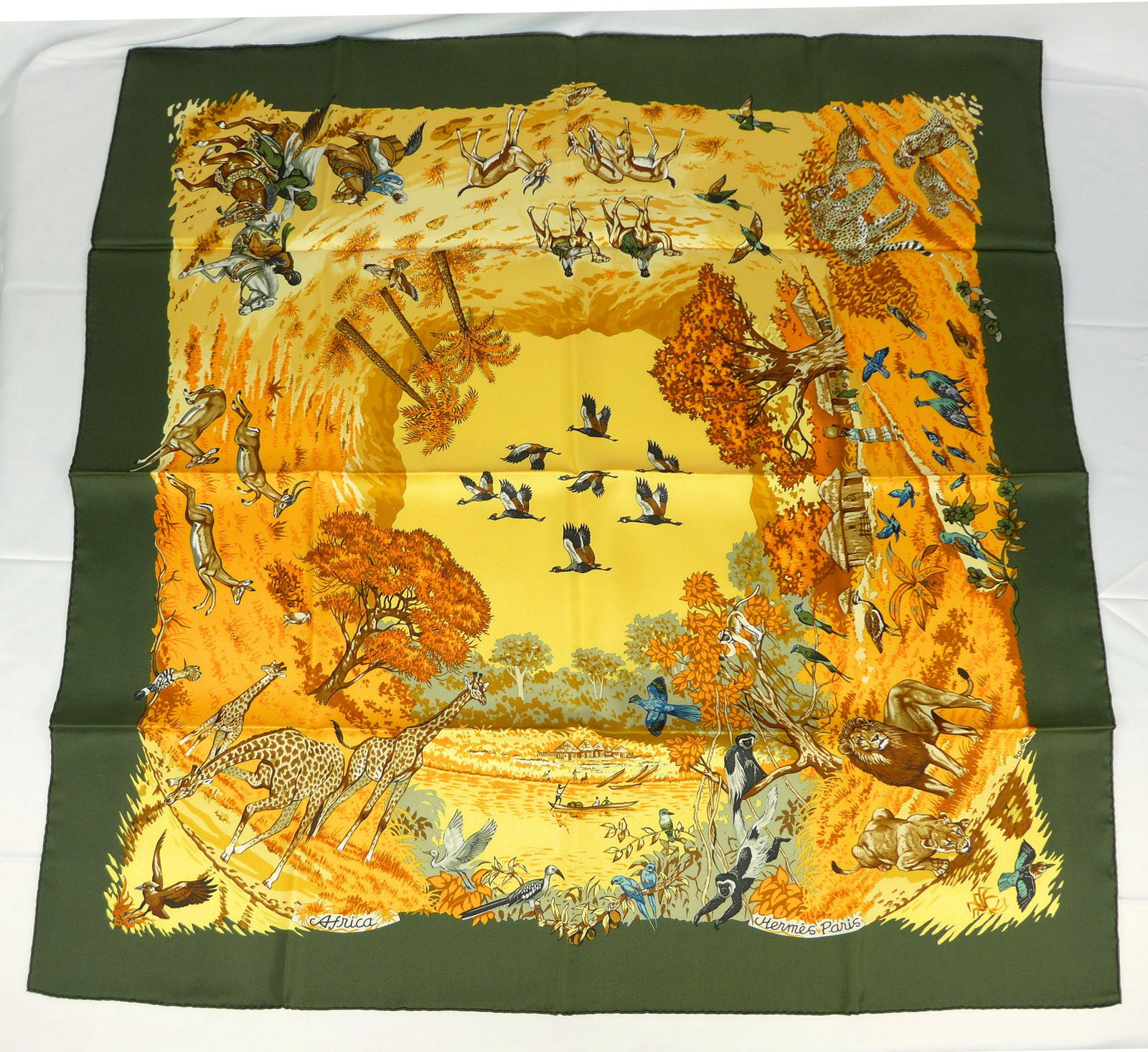 Vintage Hermes Paris Silk Scarf "Africa" with box (1 of 11)