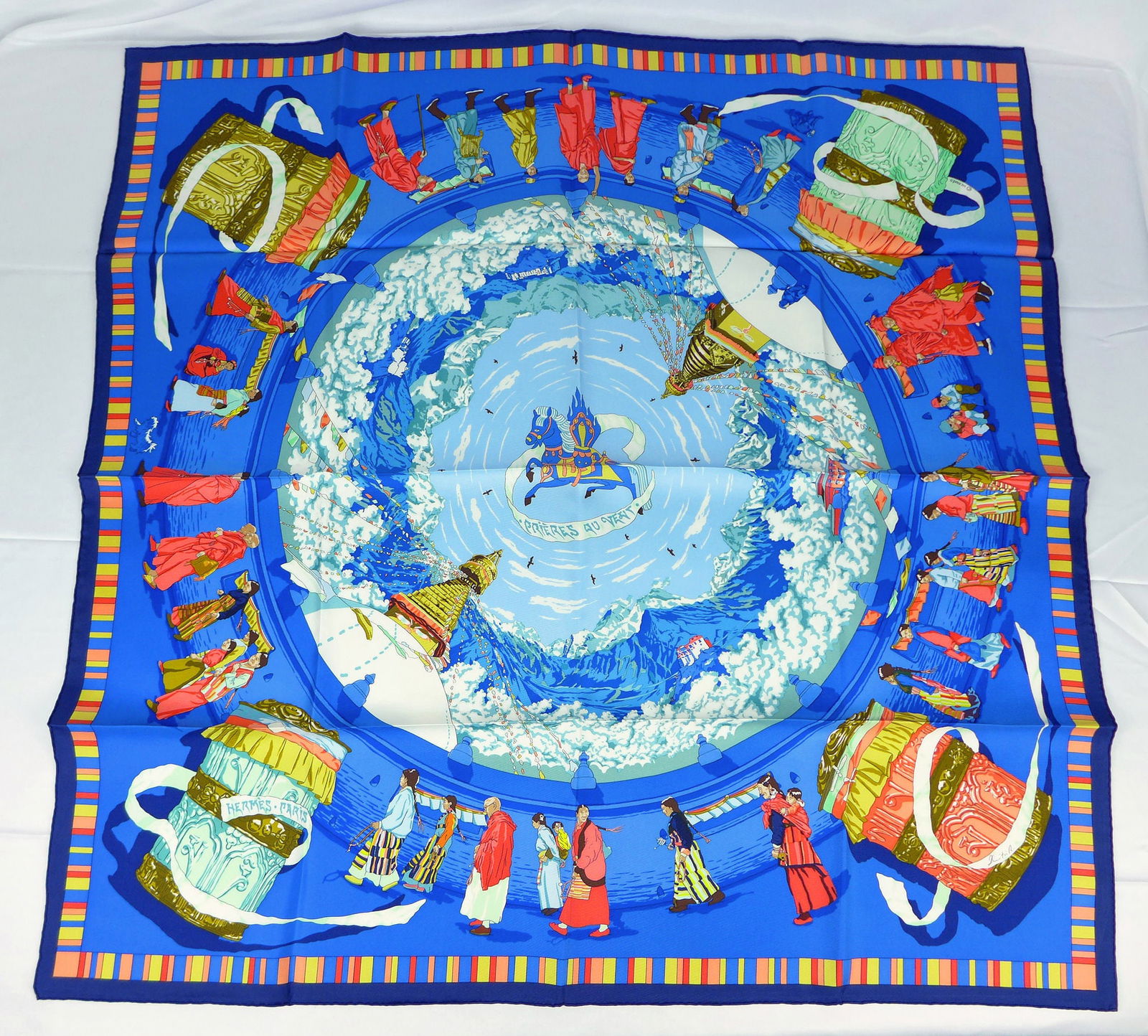 Vintage Hermes Paris Silk Scarf "Prieres Du Vent" with box (1 of 11)