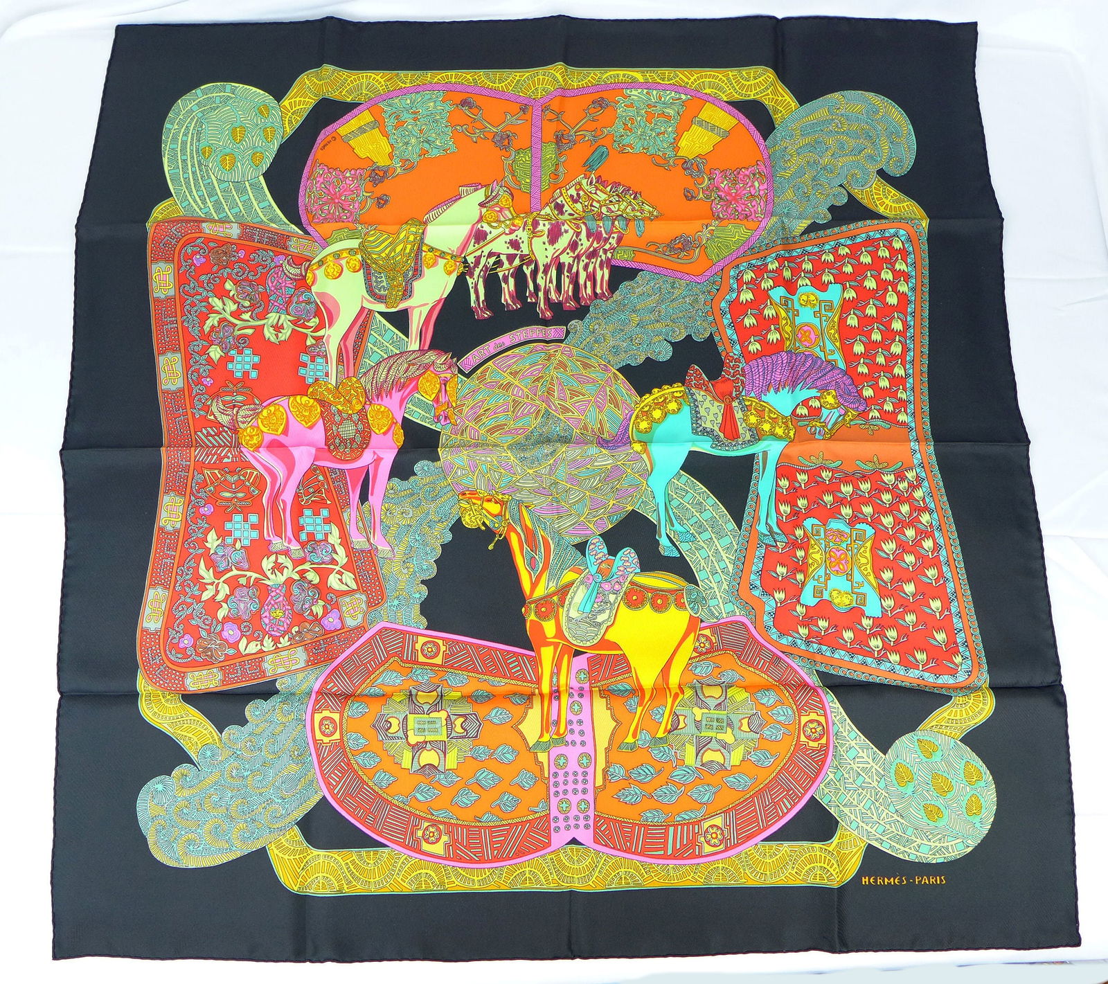 Vintage Hermes Paris Silk Scarf "Art des Steppes" with box (1 of 9)
