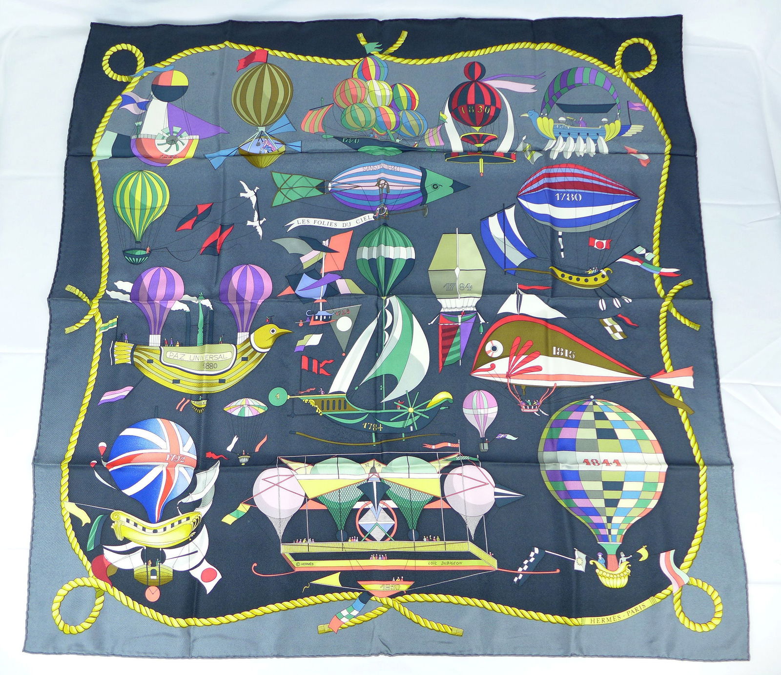 Vintage Hermes Paris Silk Scarf "Folies du Ciel" with box (1 of 10)