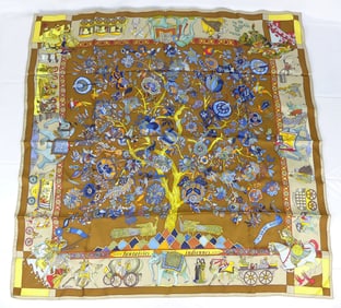 Vintage Hermes Paris Silk Scarf "Fantaisies Indiennes" with box