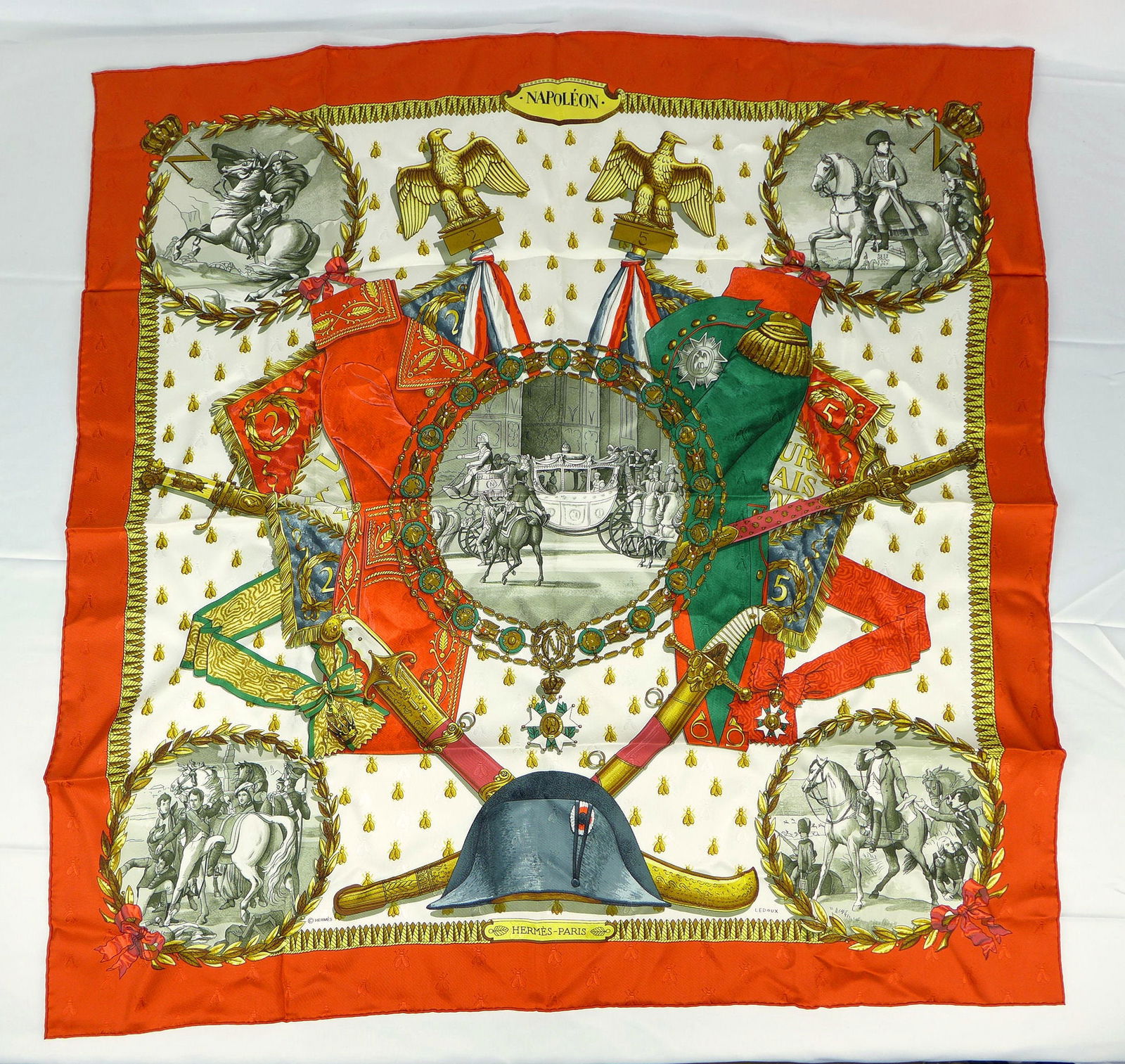 Vintage Hermes Paris Jacquard Silk Scarf "Napoleon" with box (1 of 10)