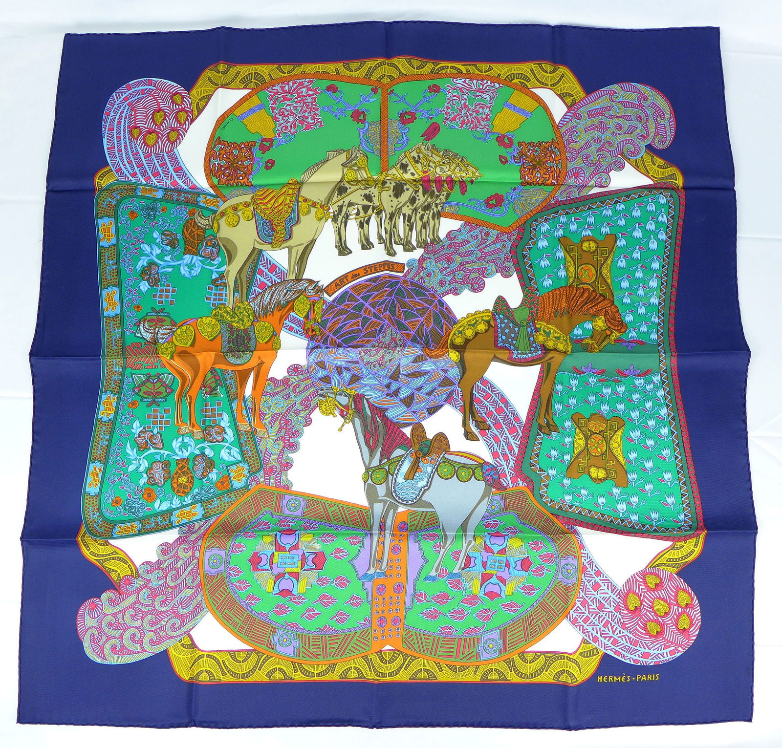 Vintage Hermes Paris Silk Scarf "Art des Steppes" with box (1 of 9)