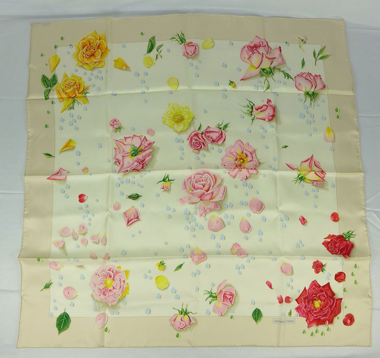 Vintage Hermes Paris Silk Scarf "La Rosee" with box (1 of 8)