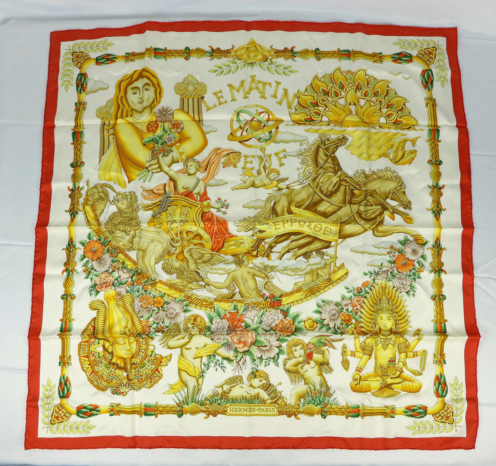 Vintage Hermes Paris Silk Scarf "Le Matin Neuf" with box (1 of 11)