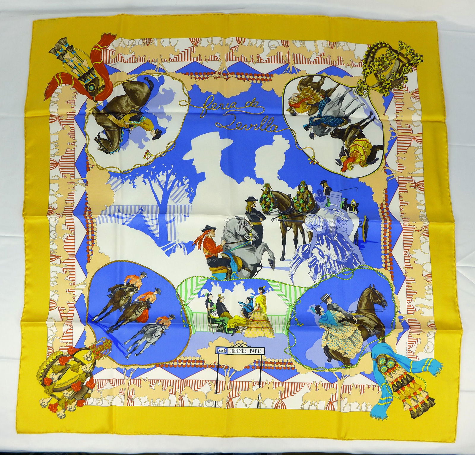 Vintage Hermes Paris Silk Scarf "Feria de Sevilla" with box (1 of 9)
