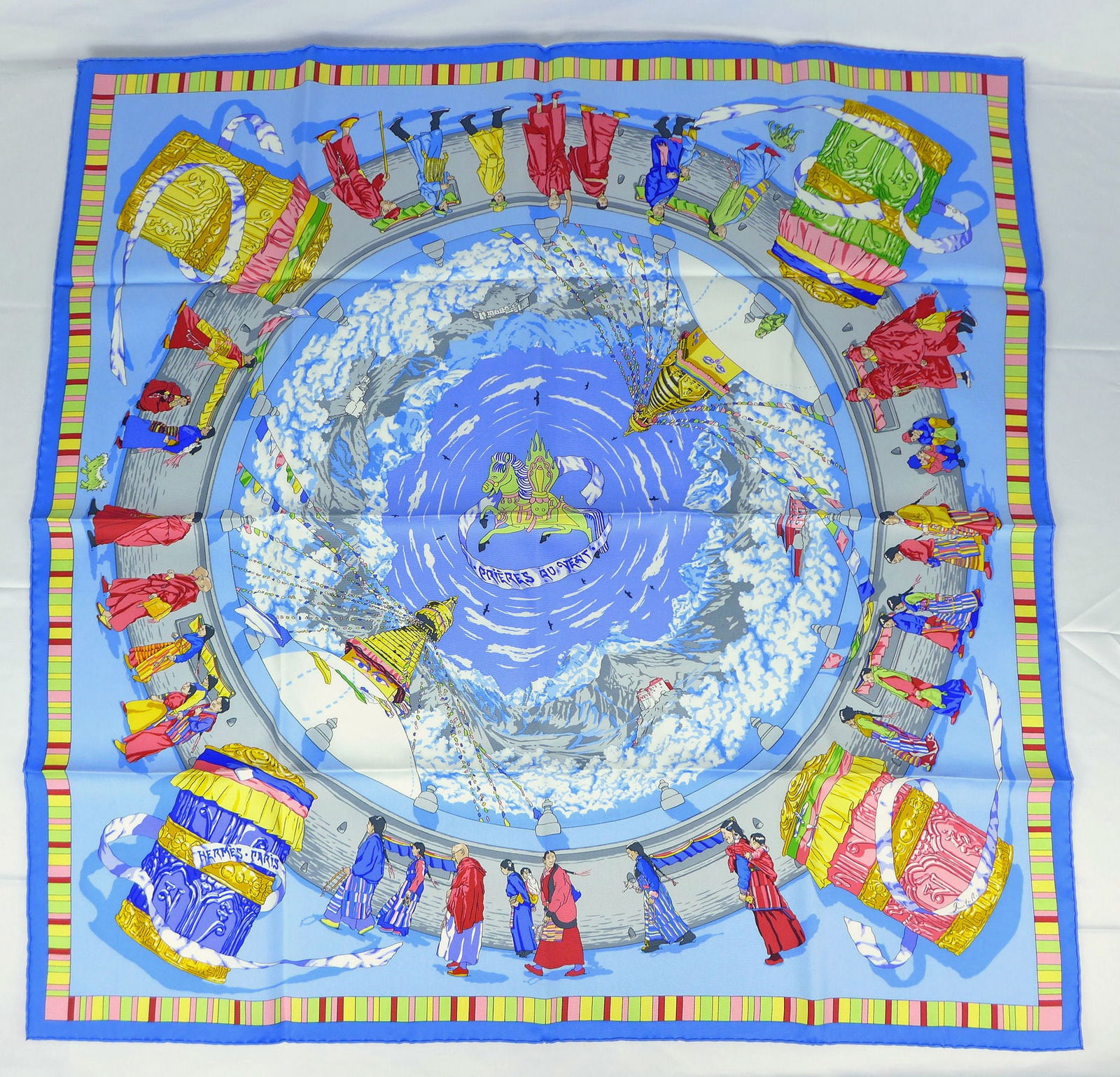 Vintage Hermes Paris Silk Scarf "Prieres Du Vent" with box (1 of 10)