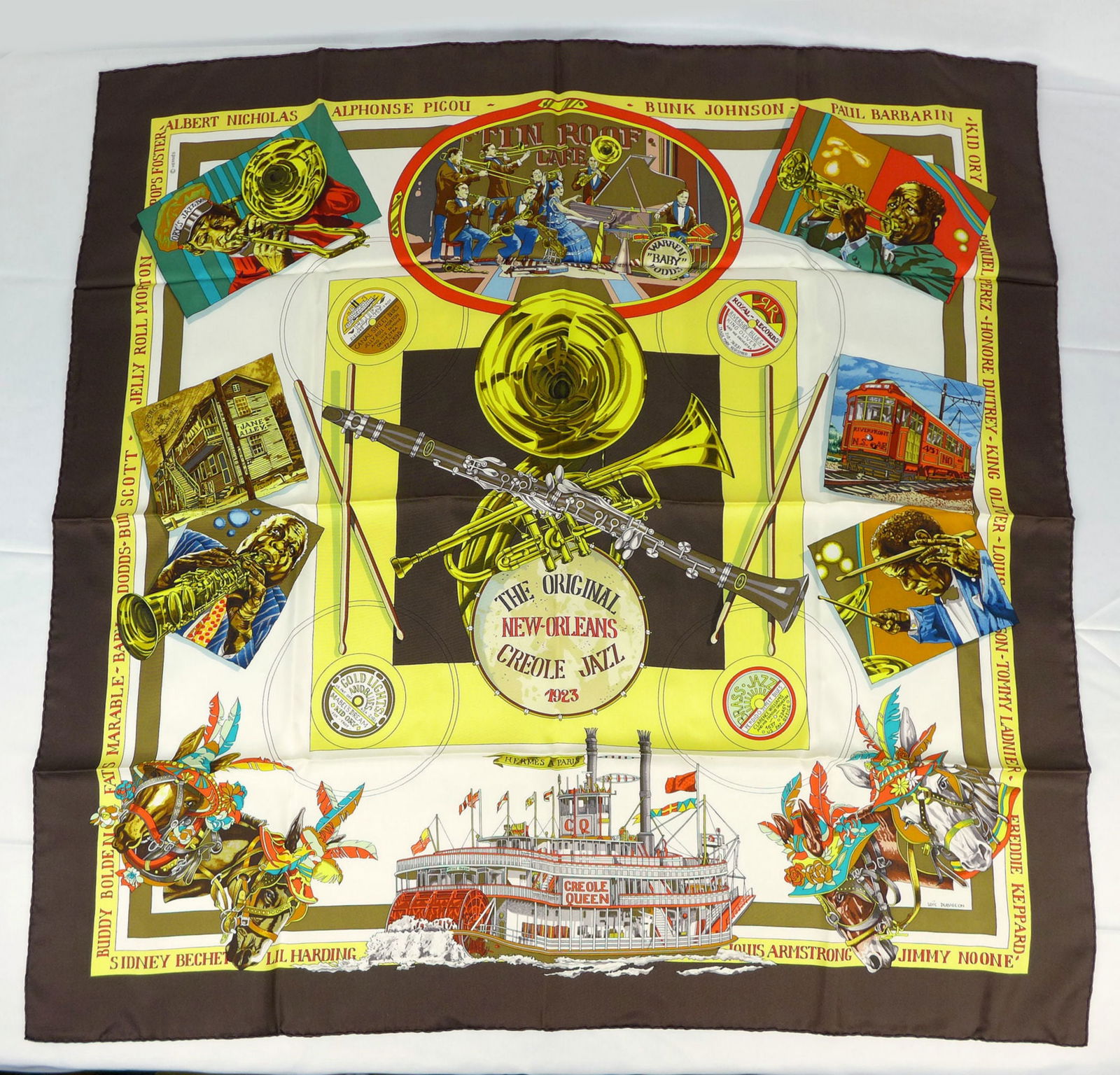 Vintage Hermes Paris Silk Scarf "New Orleans Creole Jazz" with box (1 of 9)