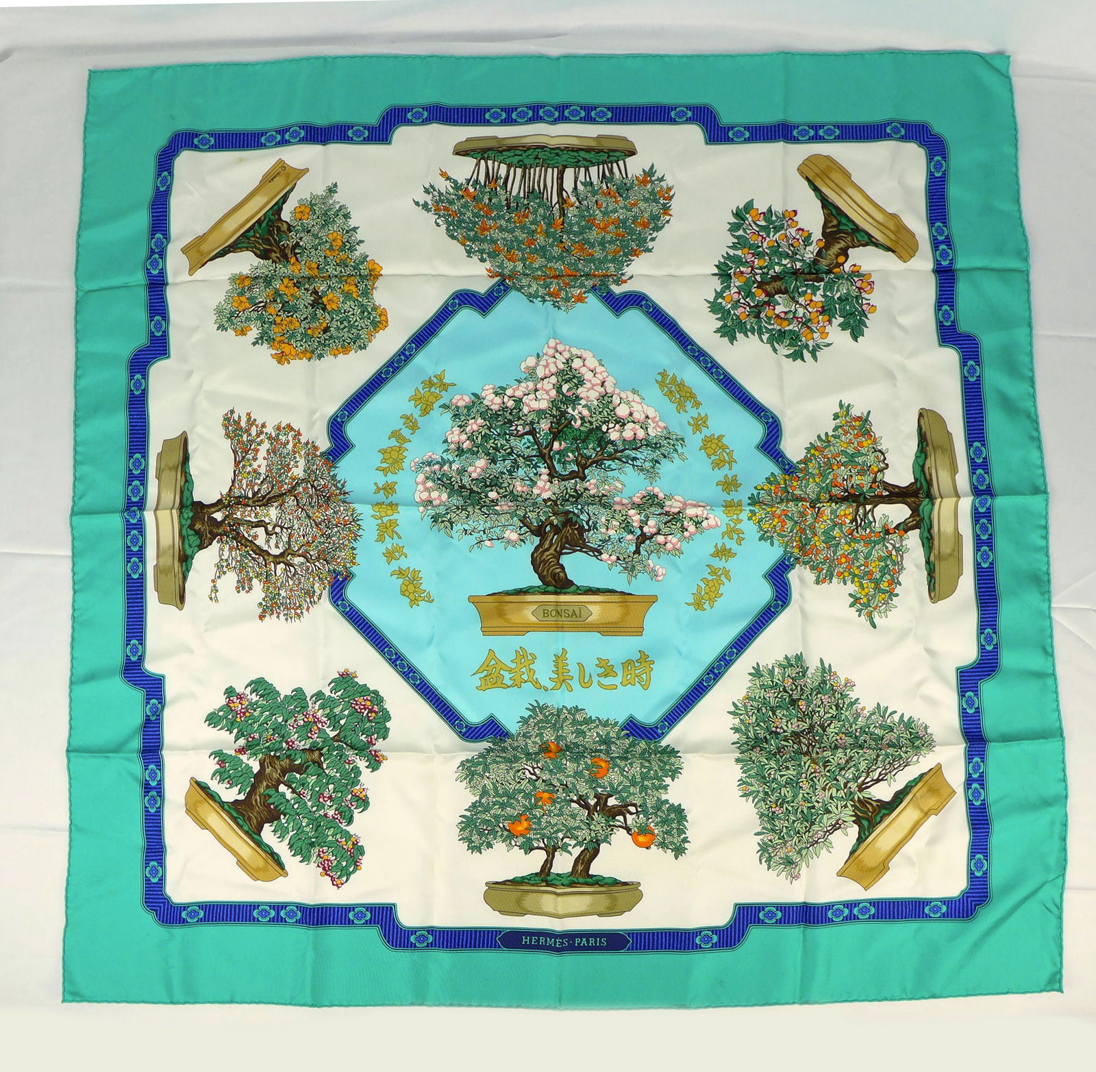 Vintage Hermes Paris Silk Scarf "Bonsai" with box (1 of 12)