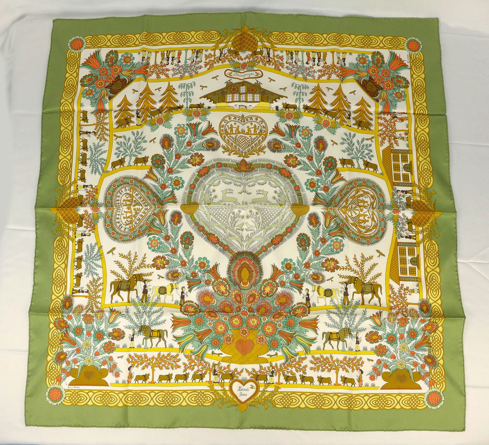 Vintage Hermes Paris Silk Scarf "Decoupages" with box (1 of 12)