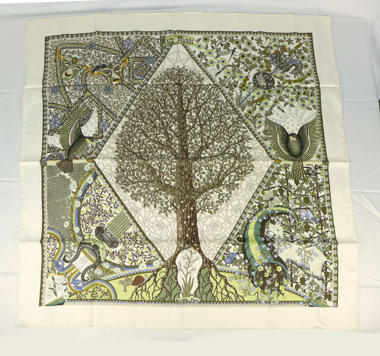 Vintage Hermes Paris Silk Scarf "Axis Mundi" with box (1 of 10)