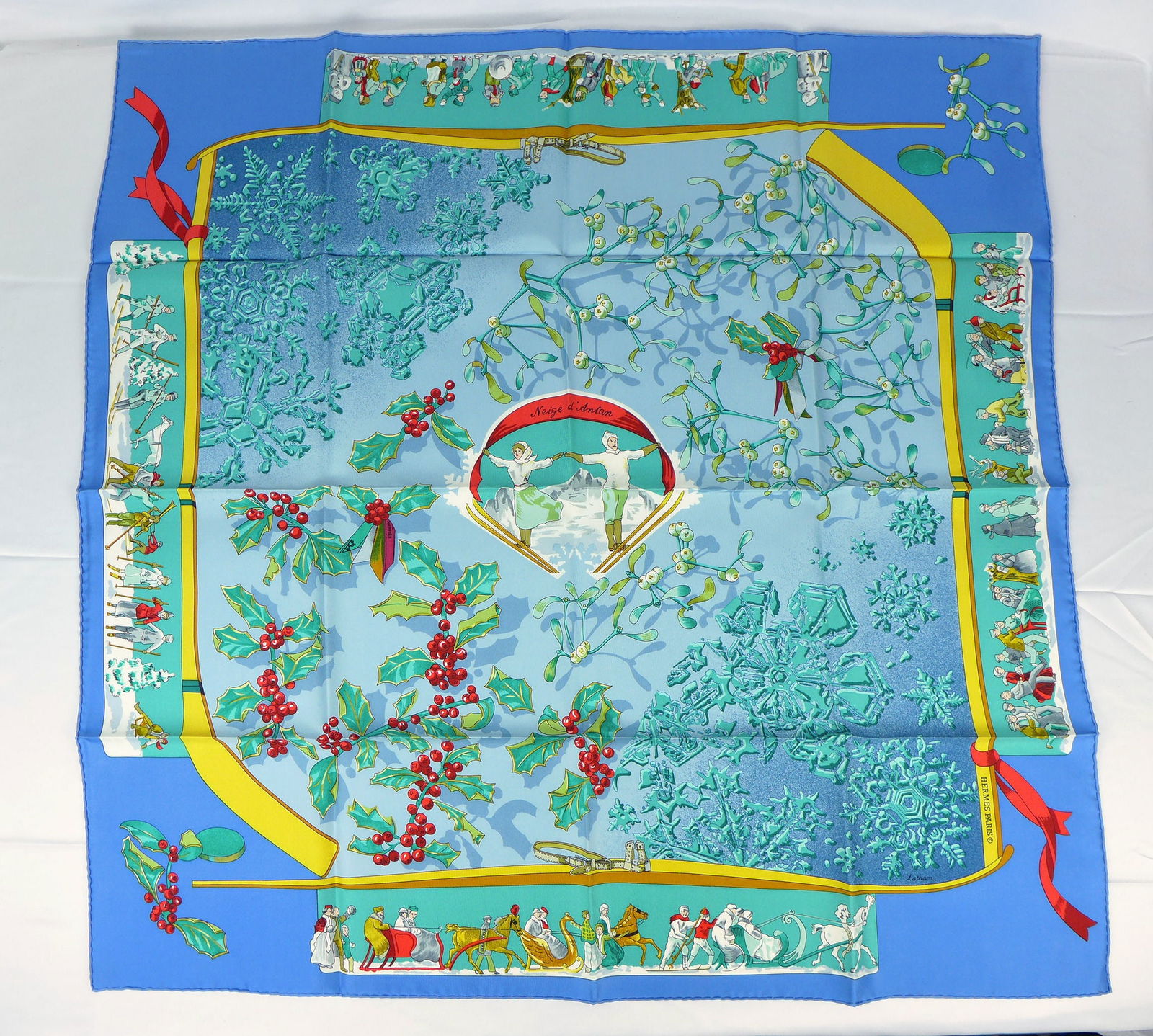 Vintage Hermes Paris Silk Scarf "Neige d'Antan" with box (1 of 11)