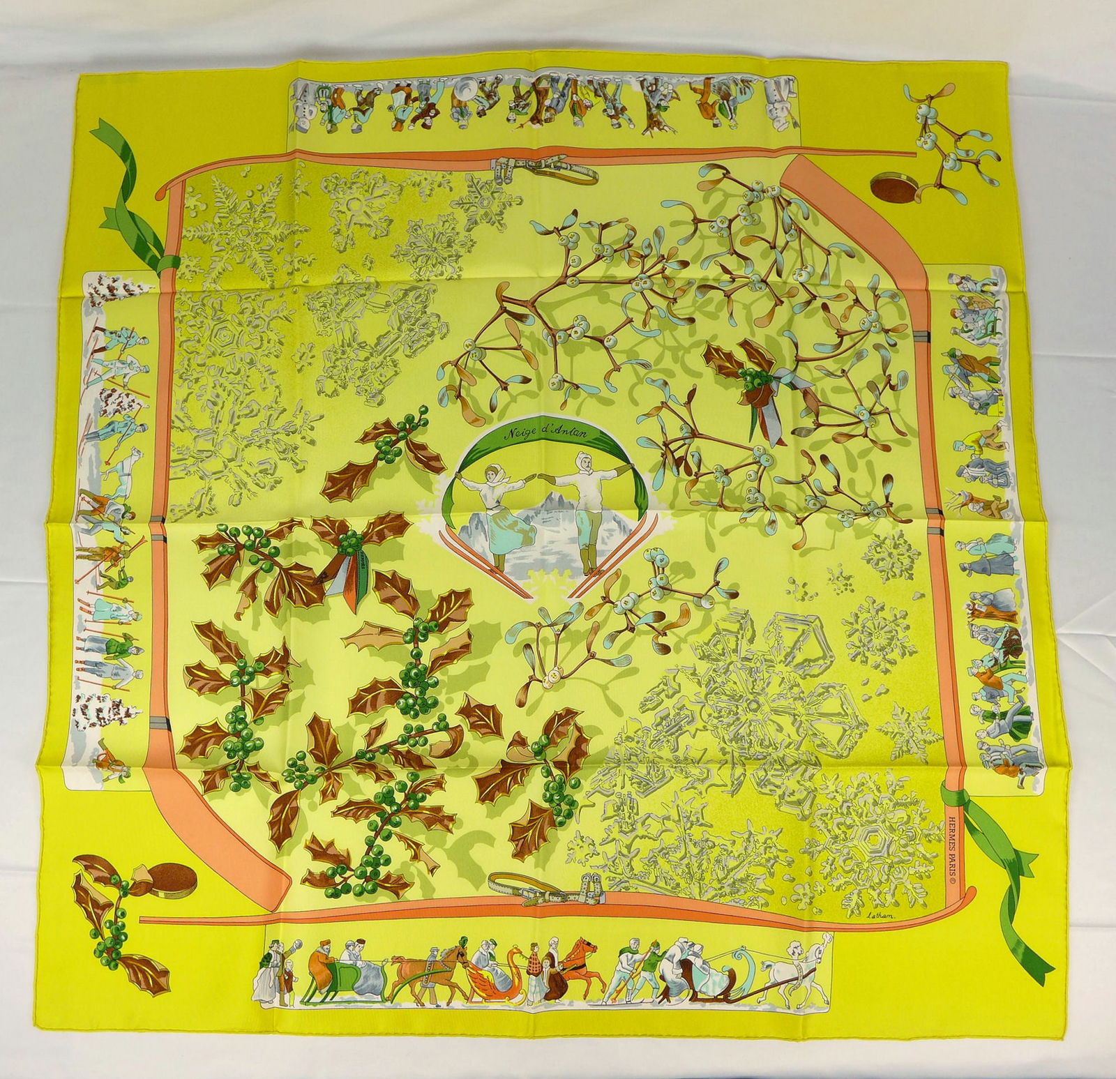 Vintage Hermes Paris Silk Scarf "Neige d'Antan" with box (1 of 10)