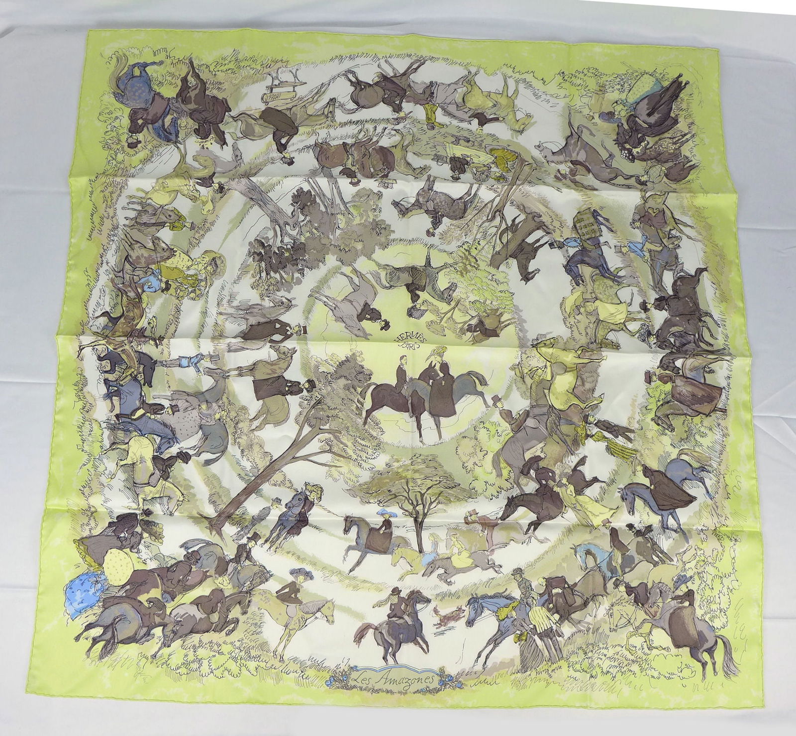 Vintage Hermes Paris Silk Scarf "Les Amazones II" with box (1 of 9)
