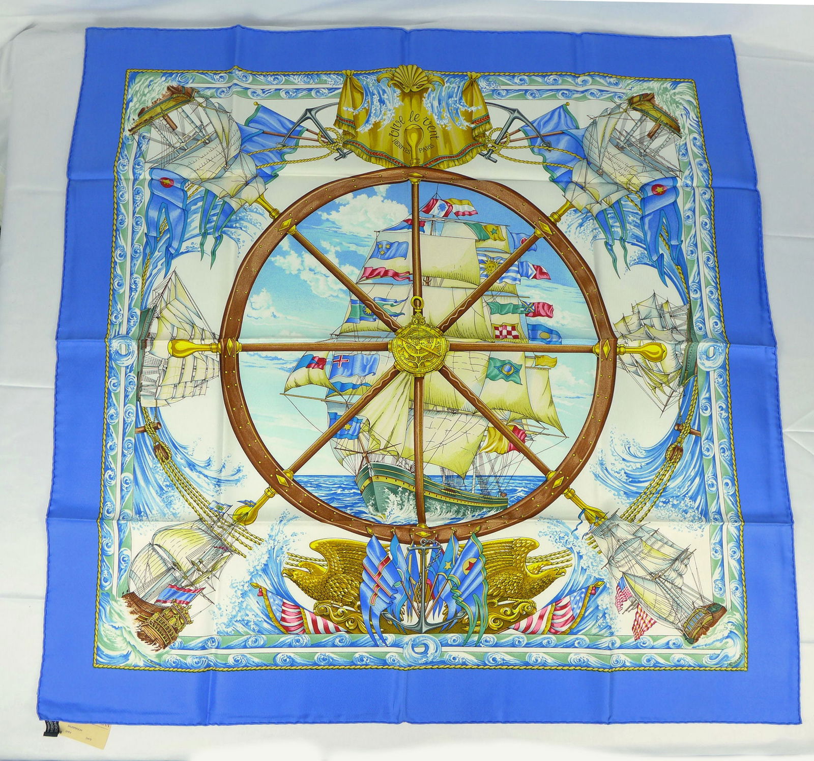 Vintage Hermes Paris Silk Scarf "Vive le vent" with box (1 of 11)