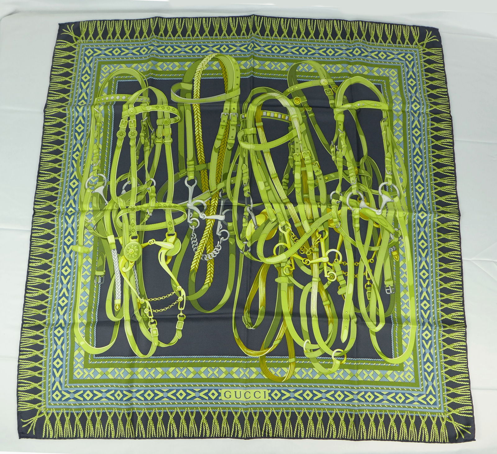 Vintage Gucci Italy Silk scarf with box "Horse Harnesses" (1 of 9)