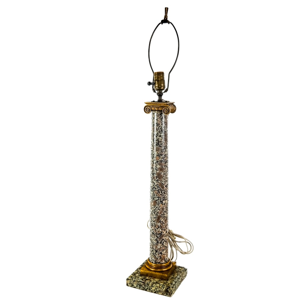 Neoclassical-Style Gilt Metal & Marble Lamp (1 of 10)